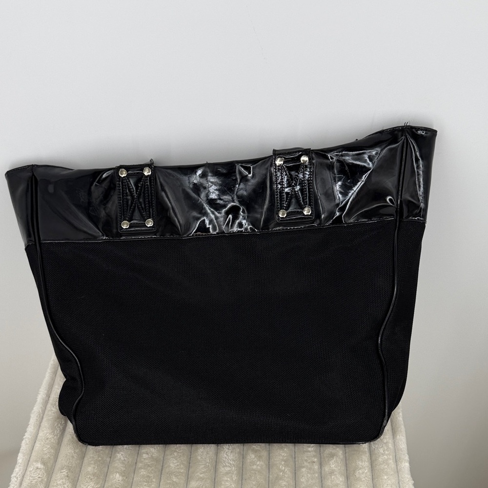 Versace Parfums Large Black Tote Bag with Patent Leather Trim - Picture 9 of 12